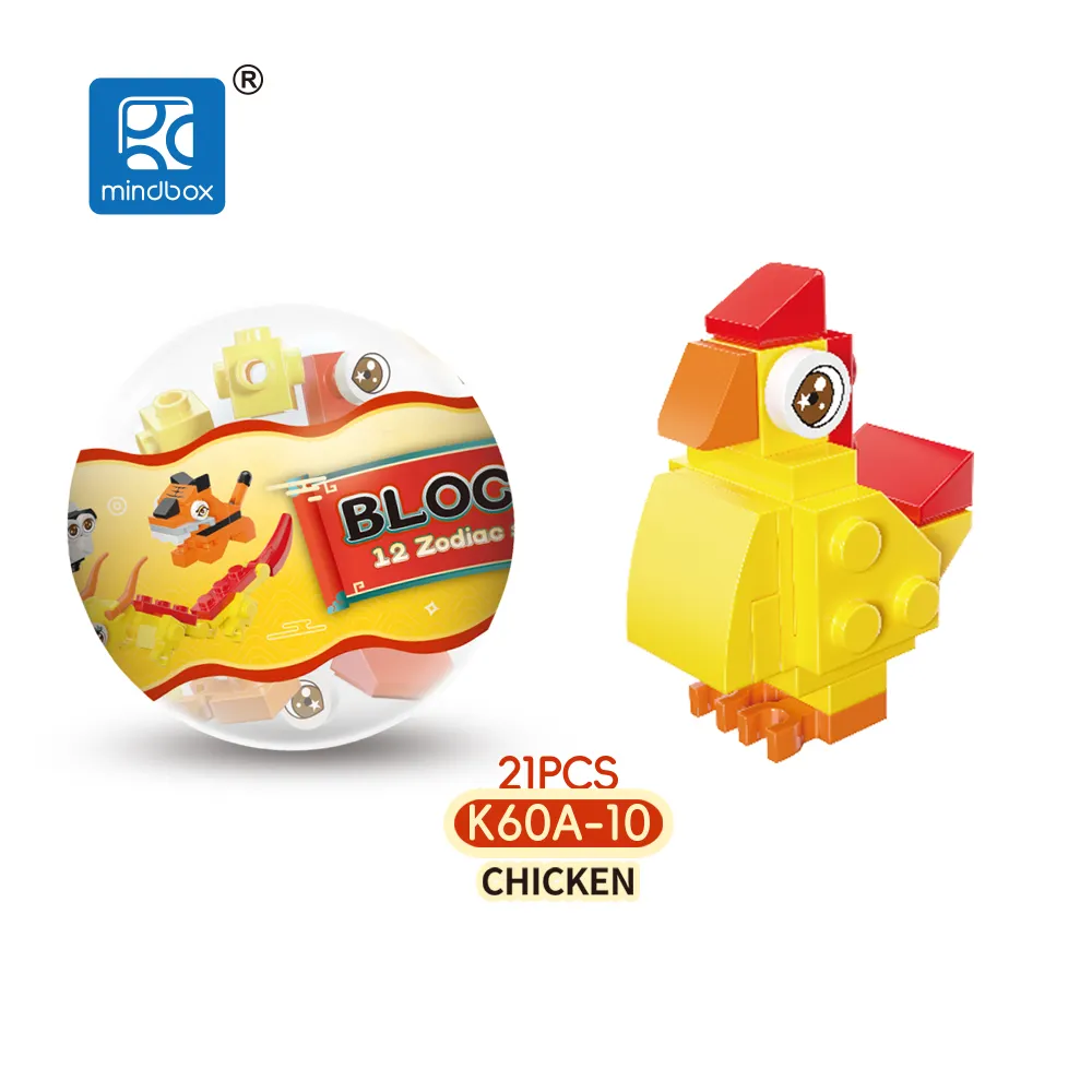 Mindbox K60A chenchenfabrika DIY eğitici oyuncak yapı taşı tavuk oyuncaklar sürpriz yumurta 65mm otomat kapsül