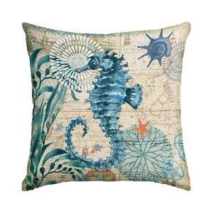 Bantal Persegi Motif Kehidupan Laut dari Linen/Viscose yang Dapat Disesuaikan, Desain Terbuka untuk Sofa Ruang Tamu - Gaya Sederhana Modern - Product Image 4