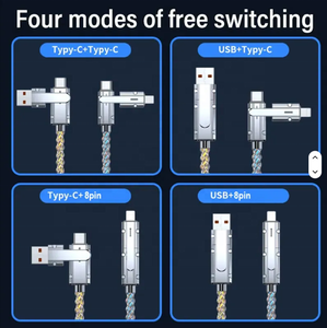 1M đa chức năng dẫn ánh sáng 4 trong 1 RGB nhanh sạc cáp dữ liệu PD 66W 6A Tyler C Cáp USB cho iPhone Samsung Kẽm hợp kim - Product Image 3