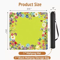 Tapis de Mahjong à Bordure Florale Colorée, Élégant, Imperméable, Pliable, Base en Caoutchouc Antidérapante, Tapis de Bureau Décoratif pour Poker et Usage Domestique