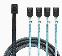 Kabel Fanout SFF 8643 ke 4 SATA 7 Pin 12Gbps HD Mini SAS Kabel Server Internal untuk Pengontrol RAID Penyimpanan HDD SSD