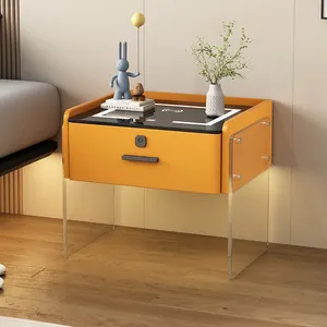 Table de chevet intelligente de luxe-Table de chevet minimaliste au design moderne et contemporain, avec haut-parleur Bluetooth