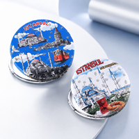 OEM ODM Turquie City Square Mini miroir de poche Istanbul Maquillage Logo personnalisé Souvenirs de voyage