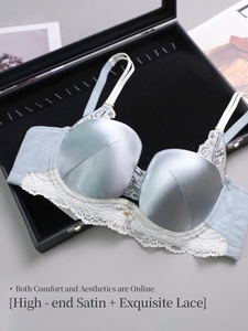 Ensemble de lingerie sexy en dentelle de soie super douce et brillante de haute qualité, soutien-gorge et culotte sexy pour femmes, ensemble de sous-vêtements lisses - Product Image 3