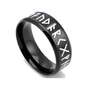 Nordic <span class=keywords><strong>Viking</strong></span> Men Ring acciaio inossidabile Fashion Style Rune Symbol Odin Norse <span class=keywords><strong>Viking</strong></span> amuleto RETRO Rings Jewelry - Product Image 2