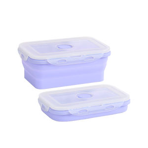 Juego de 4 cajas Bento de platino sin BPA, contenedor plegable de silicona <span class=keywords><strong>para</strong></span> almacenamiento de alimentos, fiambreras plegables portátiles <span class=keywords><strong>para</strong></span> el trabajo escolar - Product Image 6
