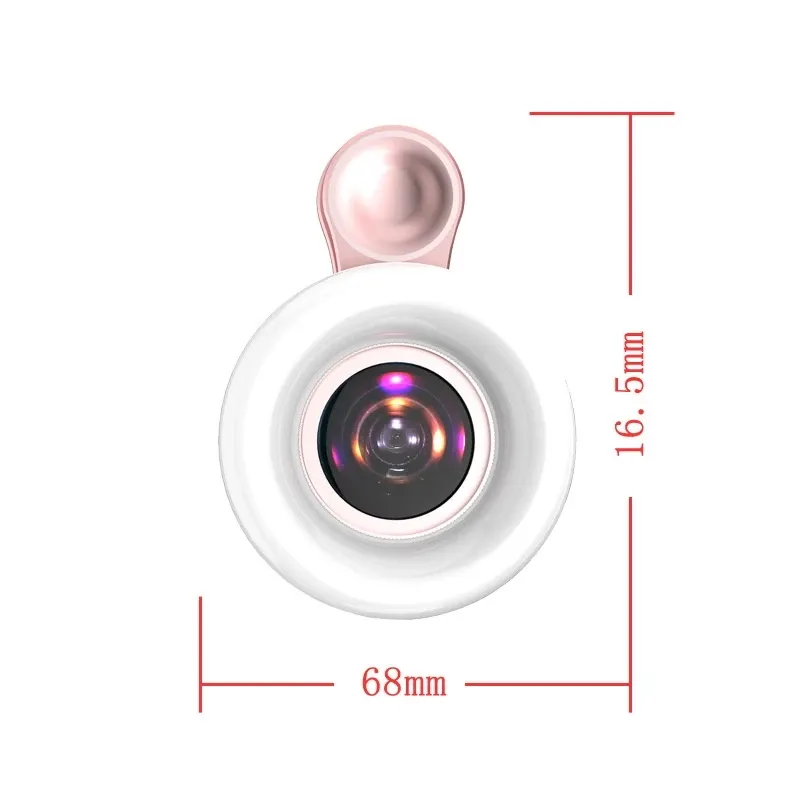 New Mobile Phone Fill Light 15X Macro Lens Portable Selfie LED Ring Flash Light Phone Selfie Lamp Universal Ring Clip Light