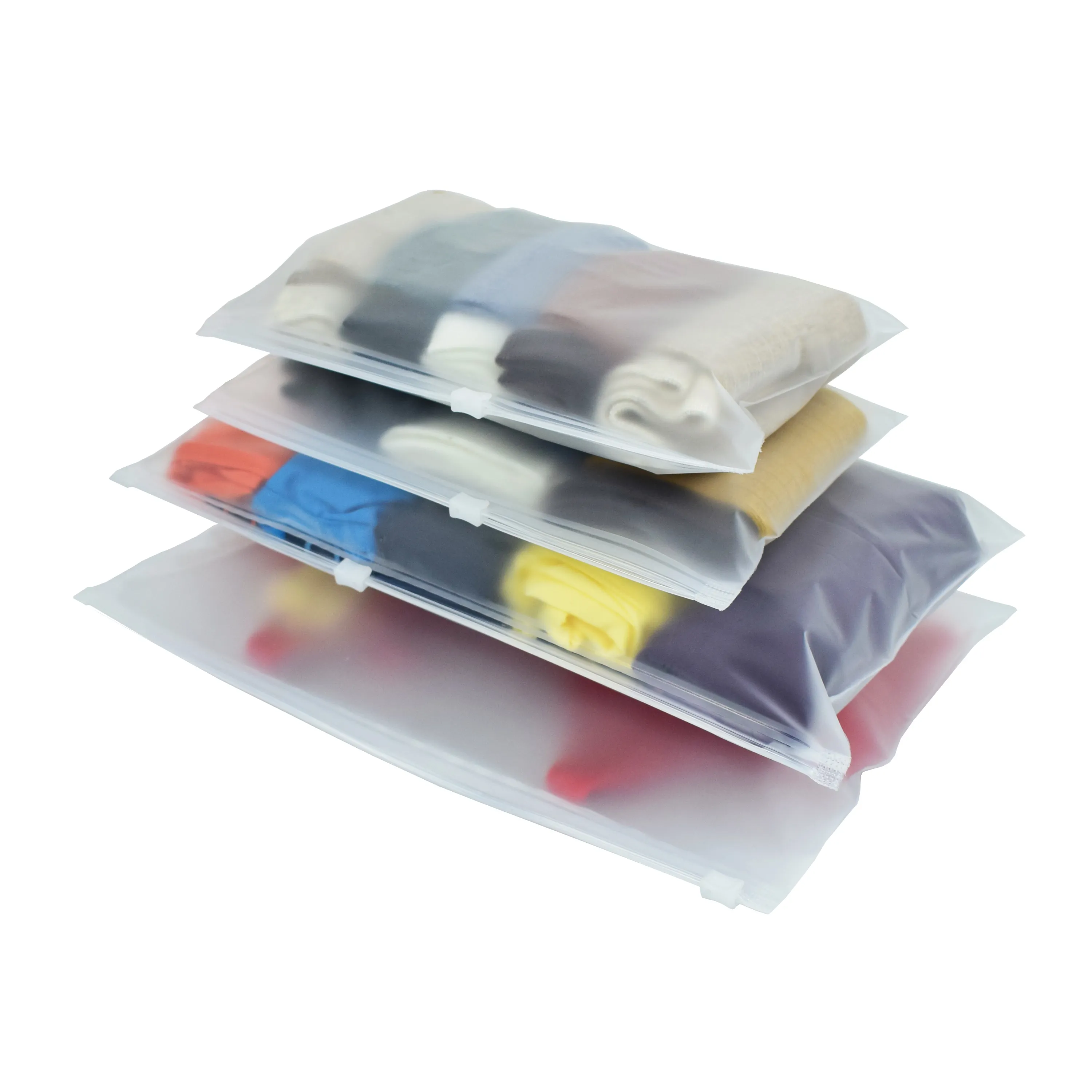 Недорогая экологически чистая упаковка для переработанных футболок, пластиковый пакет на молнии с логотипом на заказ, прозрачный матовый тканевый пакет с замком на молнии