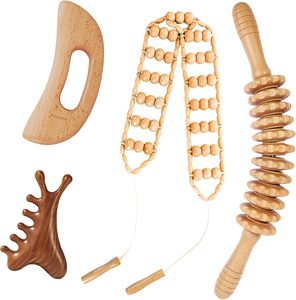 Rodillo de Masaje Terapéutico Curvo de Madera, Herramienta Manual para Celulitis, Puntos Gatillo, Drenaje Linfático, Anticelulítico, Liberación Muscular - Product Image 1