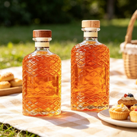 Nouvelle Arrivée Bouteille en Verre Transparente de 500 ml de Forme Irrégulière pour Whisky, Brandy, Gin et Vodka Haut de Gamme – Bouteille Vide pour Spiritueux et Liqueurs