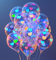 20 ballons en forme de cœur imprimés fluorescents, décorations de fête en latex réactif aux UV, adaptés aux anniversaires, mariages, Saint-Valentin