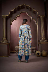 Elegant Printed Anarkali <b>Kurti</b> with Dupatta in Multicolor Abstract Design Ethnic <b>kurti</b> to Wear for Women - Product Image 2