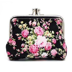 Porte-monnaie en toile à motif de fleurs double face porte-monnaie à serrure pour filles porte-monnaie à serrure pour femmes - Product Image 1