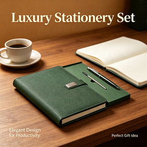 Ensemble de luxe personnalisé en cuir PU, cuir souple au toucher de la peau, ensemble de bloc-notes A5 pratique pour le bureau, journal avec stylo pour les entreprises - Product Image 2
