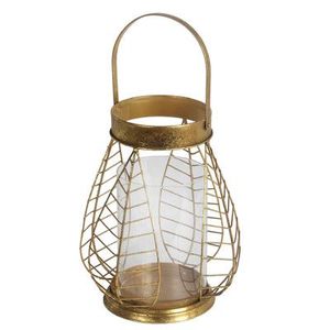 Modern Round Metal <b>Lantern</b> with Glass Panels for Dining Table and Home Decorative Lighting - Product Image 1