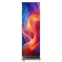 Layar Poster LED Lipat Indoor Full Color Vertikal untuk Display Iklan Digital Mobile Signage di Pusat Perbelanjaan dan Toko Retail