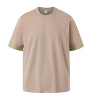 T-shirt personnalisable d'été épais 240G bicolore à col rond – Tendance, mode minimaliste, polyvalent, manches courtes