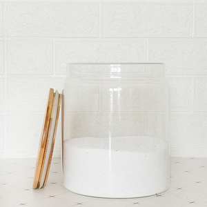 Conteneur alimentaire en <span class=keywords><strong>verre</strong></span> borosilicate de grande capacité 4L, couvercle hermétique en bambou, compatible lave-vaisselle, écologique, portable, <span class=keywords><strong>à</strong></span> large ouverture - Product Image 3
