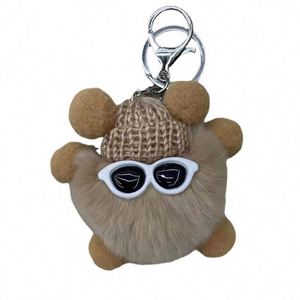 Porte-clés mignon en peluche porte-clés doux avec pompon porte-clés sac à dos pendentif décor <span class=keywords><strong>Kawaii</strong></span> boule <span class=keywords><strong>de</strong></span> fourrure poupée en peluche porte-clés - Product Image 4