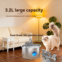 Fontaine à eau pour animaux de compagnie en acier inoxydable durable, 3,2 L, capteur infrarouge, alimentée par batterie, pour chat, petit chien, boisson intérieure
