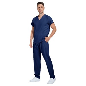 Women's Hospital Scrub Set V-Neck Short Sleeve Split Uniform Moisture Wicking Woven Fabric S XXL - Product Image 5