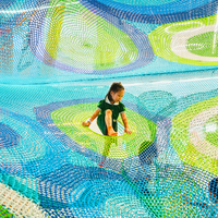 Estructura de Juego Interior de Cuerda Tejida a Mano con Múltiples Niveles, Tobogán y Piscina de Pelotas para Centros de Juego Infantiles