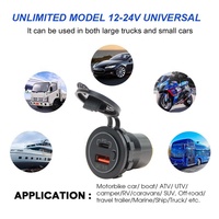 Prise USB C 12V avec port PD3.0 et charge rapide 3.0 18W, chargeur USB pour voiture, bateau, marine avec interrupteur d'alimentation