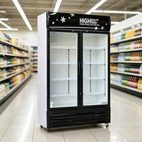 Réfrigérateur Vitrine Commercial Haute et Élancée à Porte Simple en Verre Noir Mat avec Serrure pour Café, Restaurant, Refroidisseur de Boissons