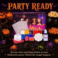 Kit de maquillage SFX Vaneria pour Halloween, 12 couleurs de peinture pour le visage, sang collant, 8 capsules, 5 pochoirs, 3 pinceaux, professionnel, familial, OEM