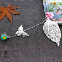 Gros souvenirs cadeaux feuille forme argent signet artisanat en métal