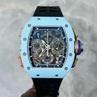 Montre chronographe de luxe pour homme RM65-01, cristal saphir, bracelet en métal et fibre de carbone, mouvement mécanique, édition limitée