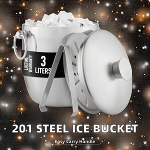 UIWS 201 Stainless Steel Ice <b>Bucket</b> Handle Portable 3L Wine Cooler Contemporary Design Double Tier Wine for Gift Idea <b>Lid</b> - Product Image 2