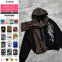 Sweat-shirt à capuche unisexe personnalisé en molleton épais avec fermeture éclair, imprimé léopard, veste à capuche pour homme