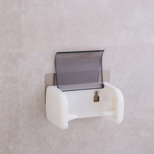 Dispenser di fazzoletti di plastica a parete portarotolo di carta igienica <span class=keywords><strong>da</strong></span> bagno con ripiano e coperchio in scatola di fazzoletti - Product Image 2