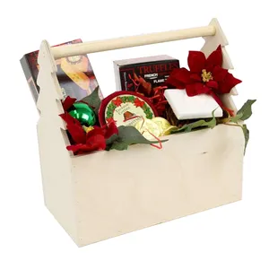वाहक बॉक्स उपहार भंडारण टोकरी कस्टम क्रिसमस ट्री के आकार के लकड़ी के बिना तैयार लकड़ी के बहुकार्य लकड़ी के ढेर बड़े