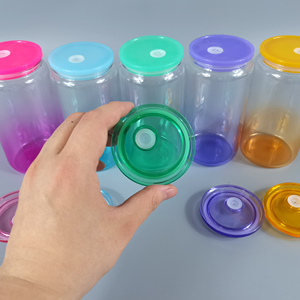 Grosir tutup plastik bebas BPA warna-warni untuk gelas kaleng bir penutup akrilik pengganti tutup Pp untuk 16oz dapat cangkir dengan lubang sedotan - Product Image 5