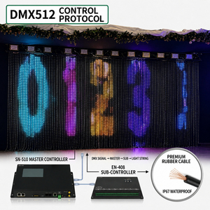 Câble <span class=keywords><strong>en</strong></span> caoutchouc époxy pour guirlande de pixels LED RVB adressables DMX512 de qualité architecturale, étanche IP67, pour enveloppe de bâtiment, place publique et atrium - Product Image 1