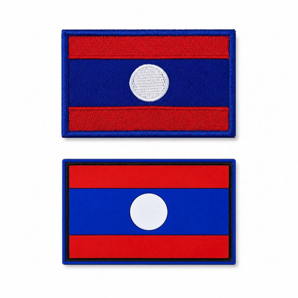 Laos Flag Patch Badge with Hook and Loop Backing for Backpacks Clothing ...