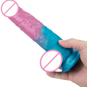 Weicher Blau+Rosa Umweltfreundlicher Silikon-Dildo Vibrator Teleskopisch Rotierend Schüttelnd Heizend Erwachsenen-Sexspielzeug Großartige Penis-Simulation - Product Image 1