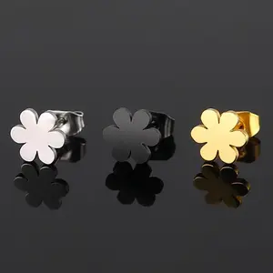 Wholesale Fine Jewelry Earrings Women Custom Shape flower Stud Earring Gold Plated Stainless Steel Earrings