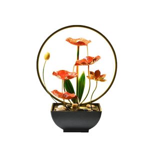 Humidificador Creativo con Flujo de Agua y Anillo LED, Cuatro Flores de Loto, Decoración de Escritorio para Oficina, Aromaterapia Táctil - Product Image 5