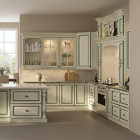 Lemari Dapur Kustom Kayu Marmer Kaca Lemari Gaya Shaker Lemari Dapur Kustom Modern Klasik Finishing Kayu Solid