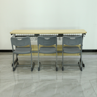 Ensemble de table et de chaise d'école primaire à trois places, réglable en hauteur, mobilier scolaire en bois, ensembles de table et de chaise pour élèves
