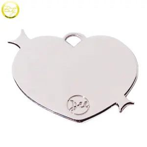 Custom Design Garment Accessories Enamel Charms Heart Shape Logo Adjustable Chain Tags For Necklace