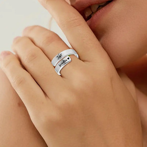 <span class=keywords><strong>Bague</strong></span> en <span class=keywords><strong>acier</strong></span> inoxydable « I Am Enough » en gros, ajustable, avec cœur gravé, personnalisable - Product Image 3