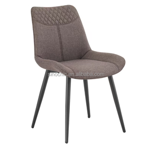 Sillas de comedor de gran carga, 6 sillas de cuero de juez de Tela Gris, sin brazos, patas de Metal negro, silla de restaurante de oficina cómoda ensamblada - Product Image 6