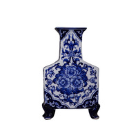 Vase en céramique hydroponique Vintage de luxe moderne Art déco chinois Type de pierre de glaçure transparente pour ornement de salon séché
