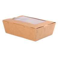 Boîte à lunch jetable en papier kraft brun, boîtes d'emballage pour salades, sandwichs et plats à emporter en papier kraft