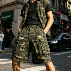 Men's Camouflage Vintage Cargo Shorts Distressed Street Style Multi-pockets Shorts for Summer - Product Image 4