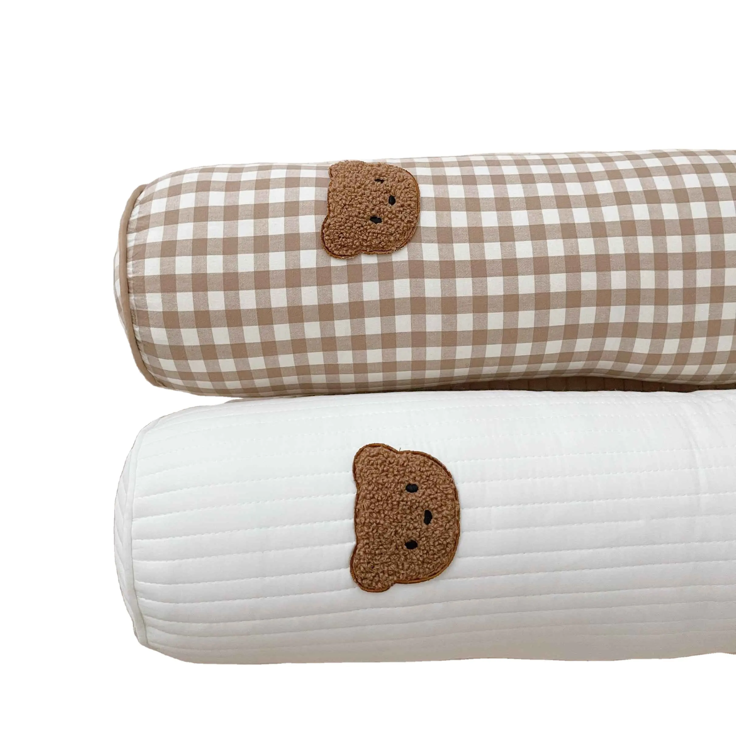 Cojín de algodón bordado para cama de recién nacido, almohada cilíndrica de soporte para dormir, cojín para cuello